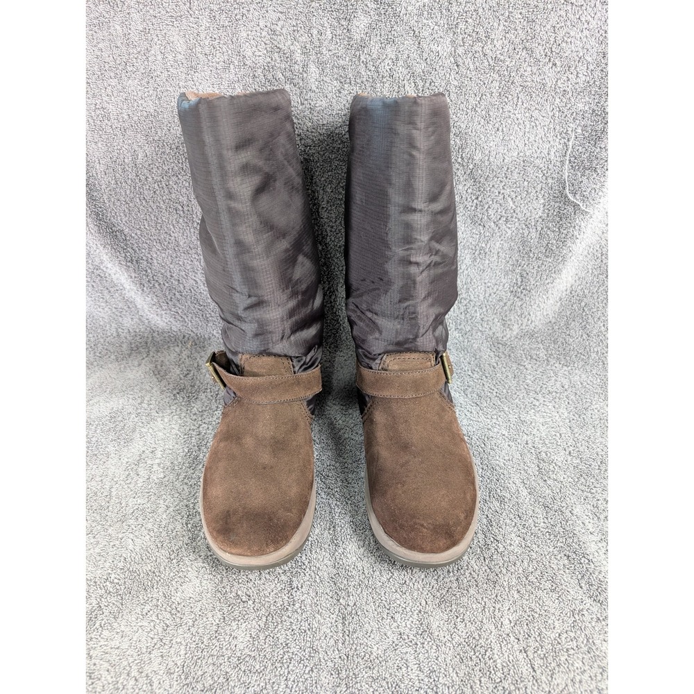 Skechers Tone-ups Womens 11 Brown Suede Ripstop Puffer Boots
